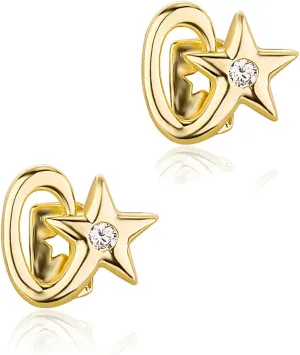 2 pcs Exclusive Gold Star Grillz with Sparkling Diamond Elegance for a Unique Look