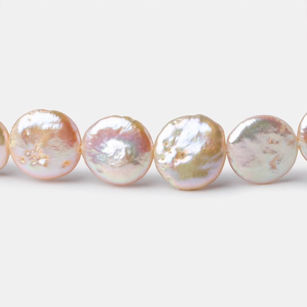 9.5-10.5mm Blush Peach Coin Freshwater Pearl 16 inch 37 pieces