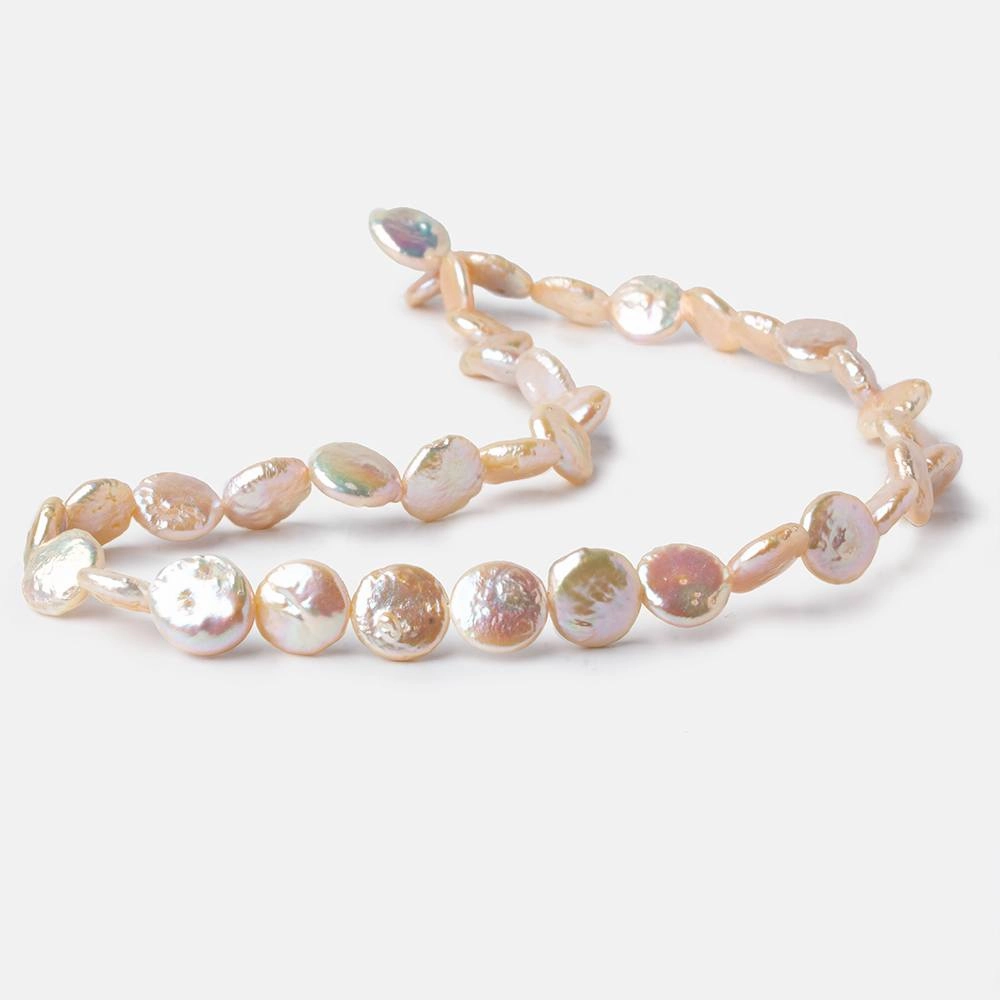 9.5-10.5mm Blush Peach Coin Freshwater Pearl 16 inch 37 pieces