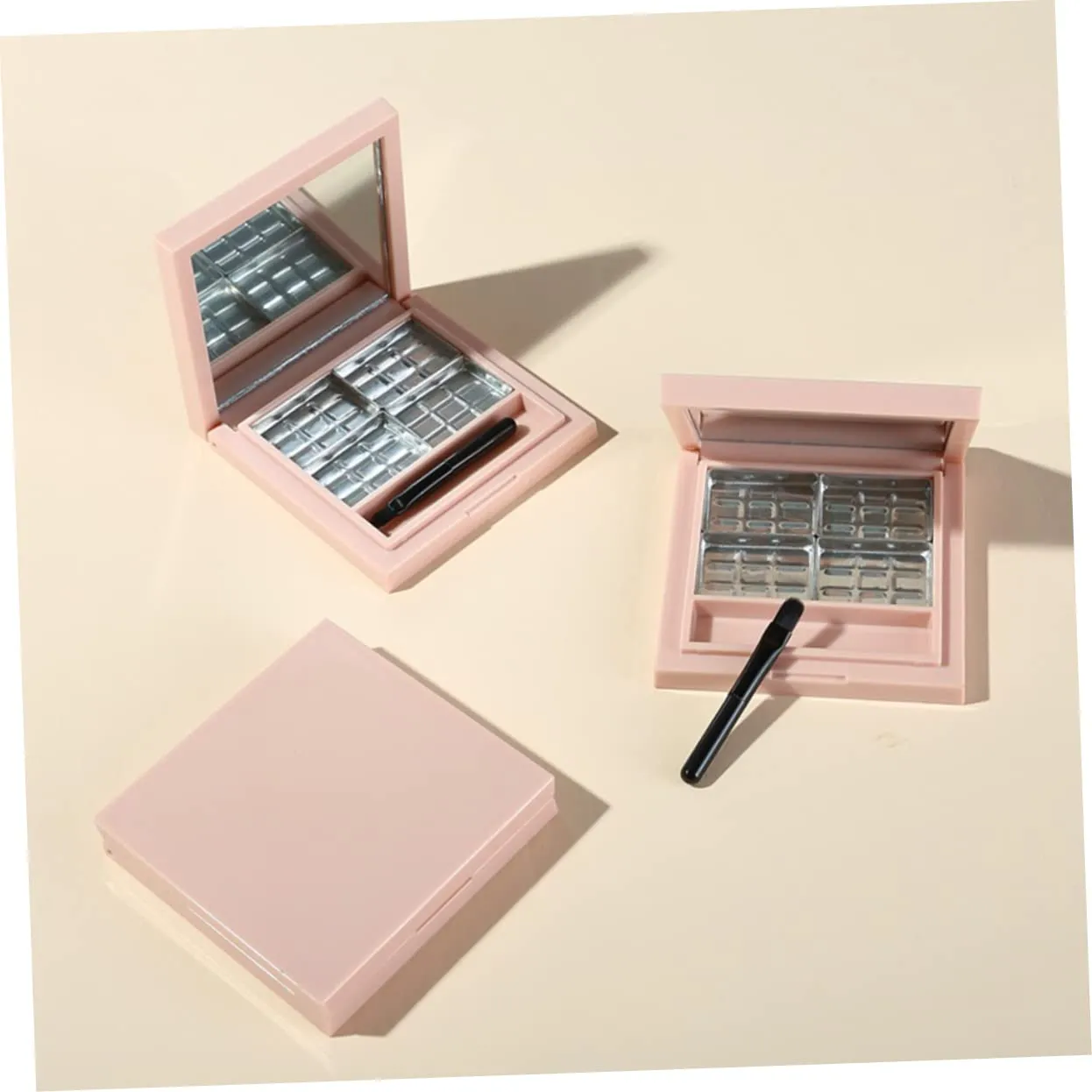 Angoily 4pcs Empty Eyeshadow Palette Mirror Makeup Organizer for Women Design for Storing Eye Shadow and Cosmetics for Makeup Beginners and Enthusiasts