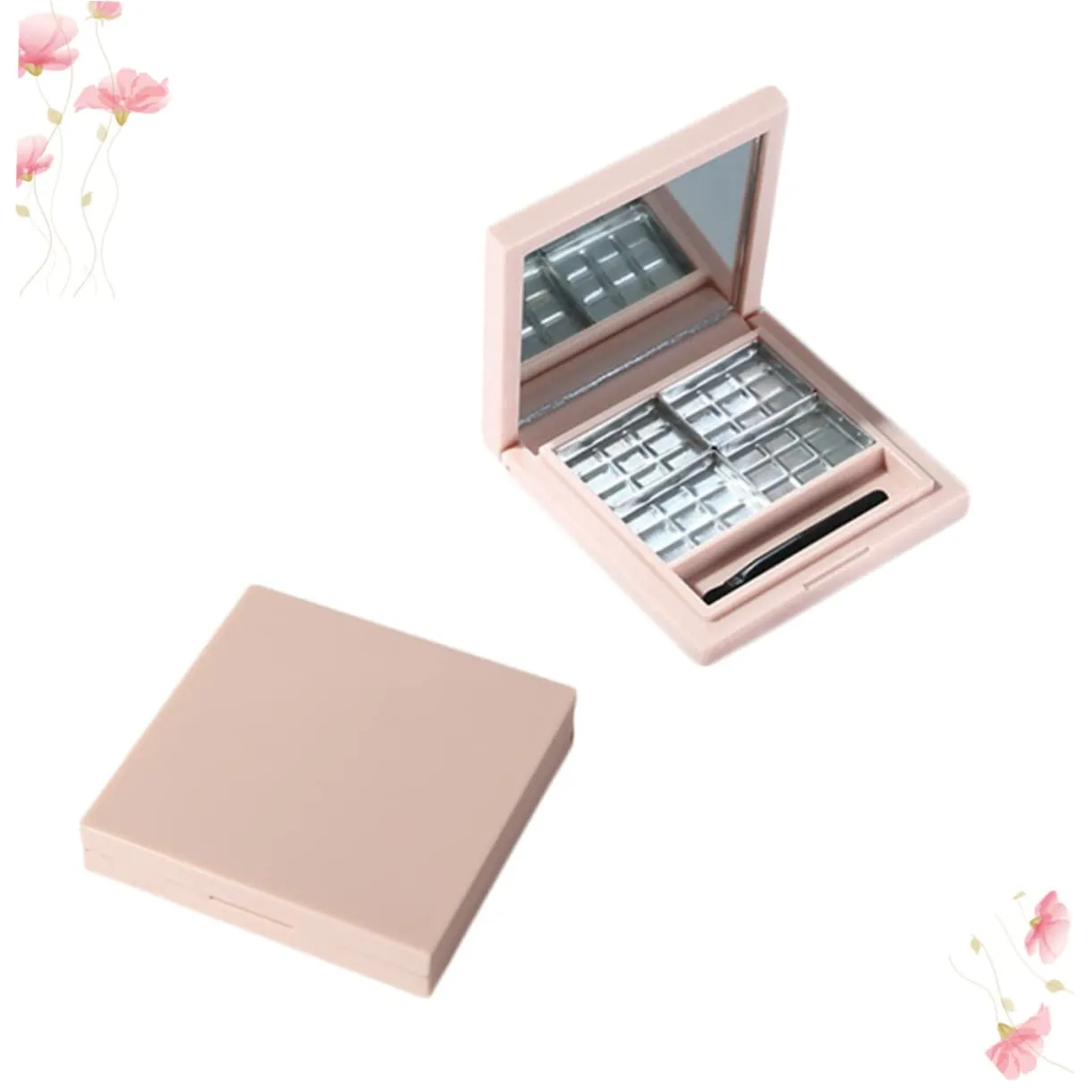 Angoily 4pcs Empty Eyeshadow Palette Mirror Makeup Organizer for Women Design for Storing Eye Shadow and Cosmetics for Makeup Beginners and Enthusiasts