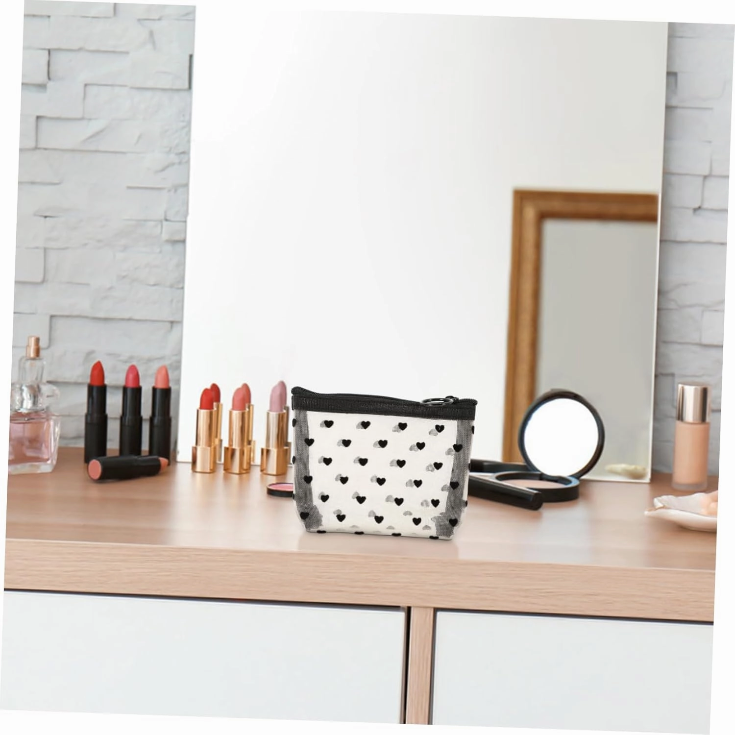 Angoily 2 Sets Accessory Portable Cosmetic Multi-Function Makeup Convenient Travel Supply of Outdoor Bags, Beigex2pcs, 12X8.5X3CMx2pcs