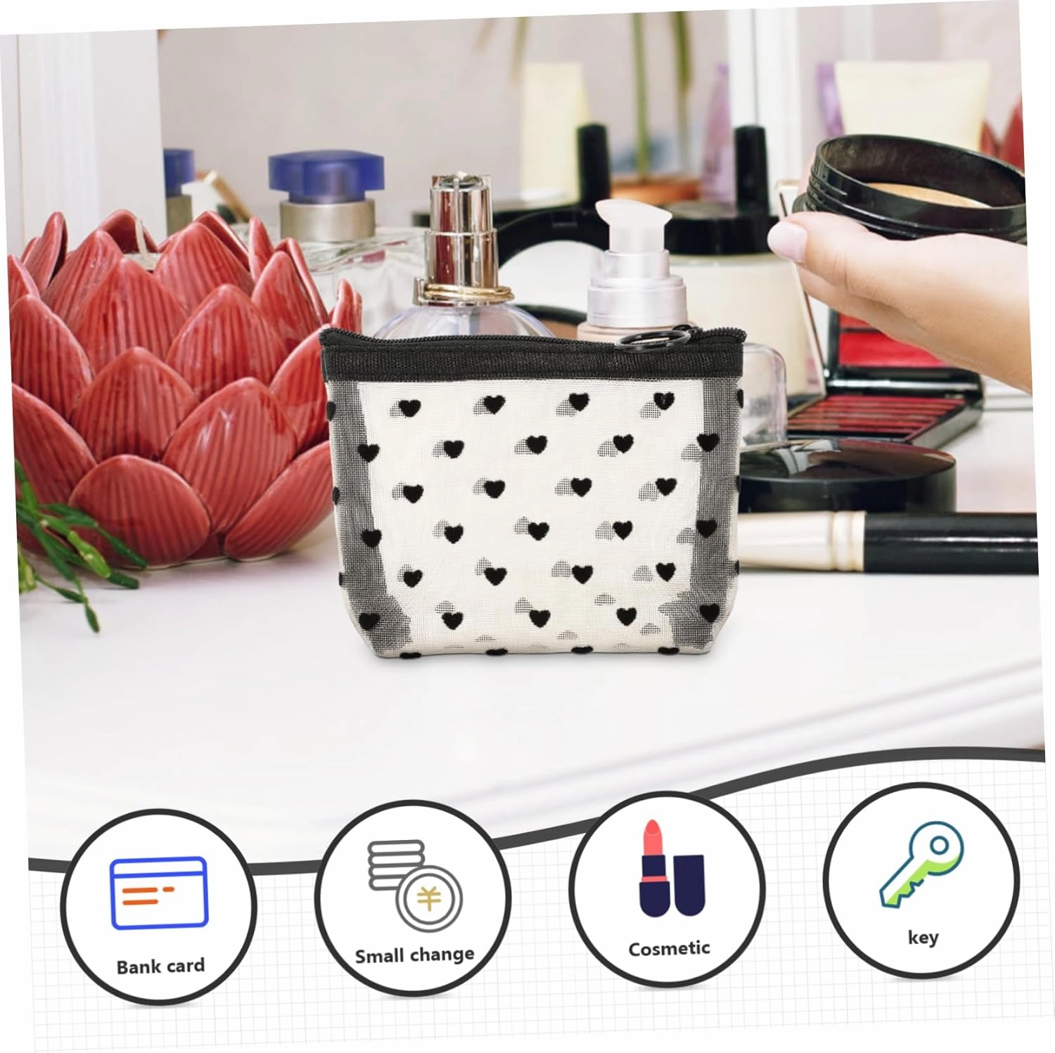 Angoily 2 Sets Accessory Portable Cosmetic Multi-Function Makeup Convenient Travel Supply of Outdoor Bags, Beigex2pcs, 12X8.5X3CMx2pcs