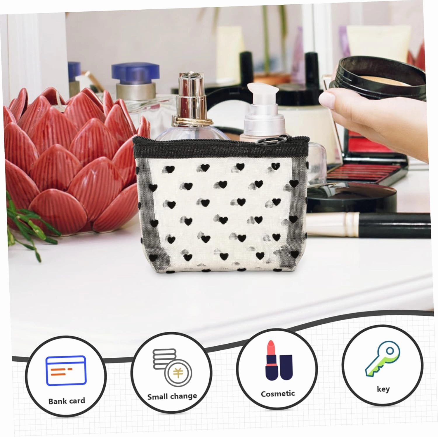 Angoily 2 Sets Accessory Portable Cosmetic Multi-Function Makeup Convenient Travel Supply of Outdoor Bags, Beigex3pcs, 12X8.5X3CMx3pcs