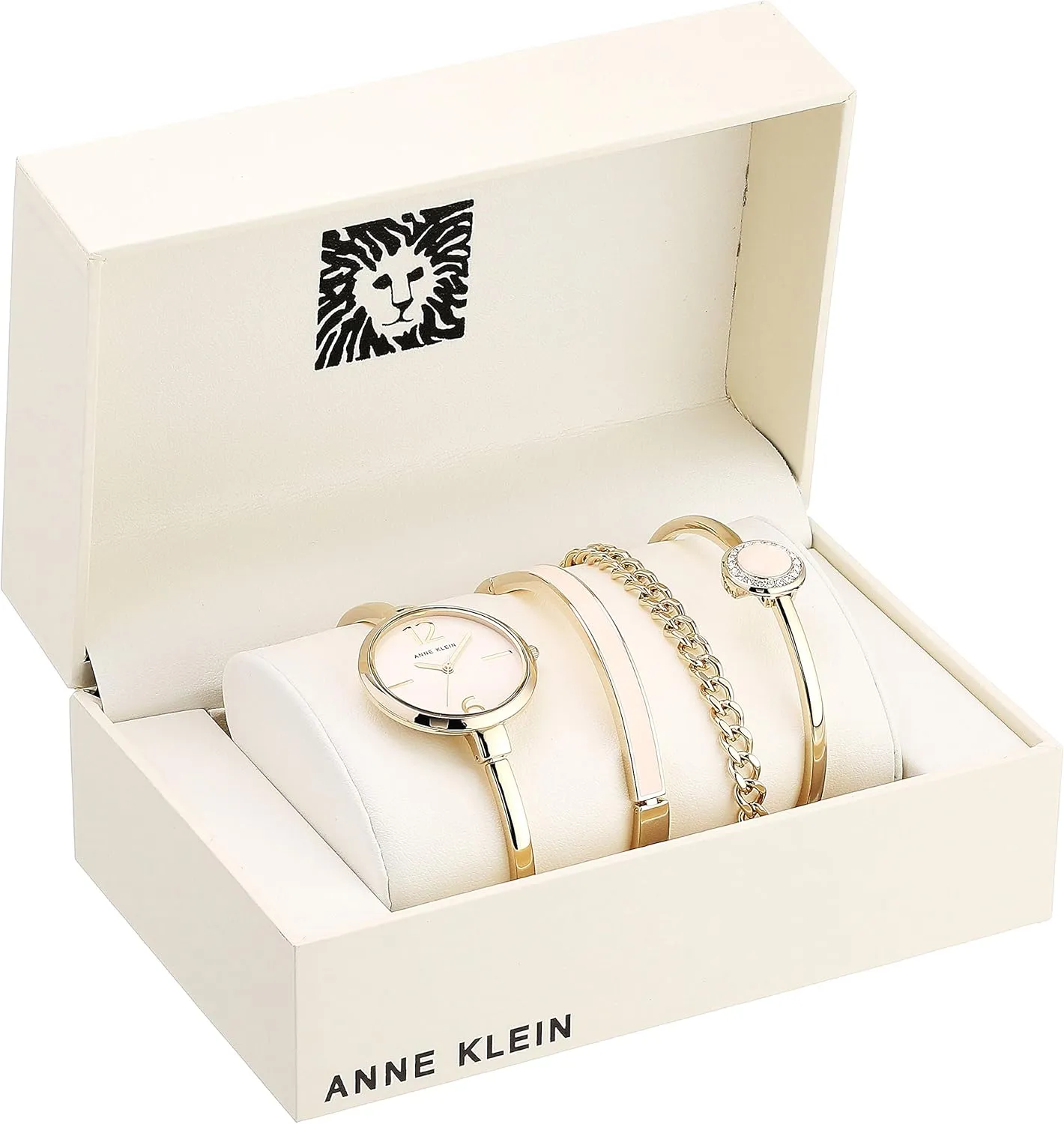 Anne Klein Women's Bangle Watch and Premium Crystal Accented Bracelet Set