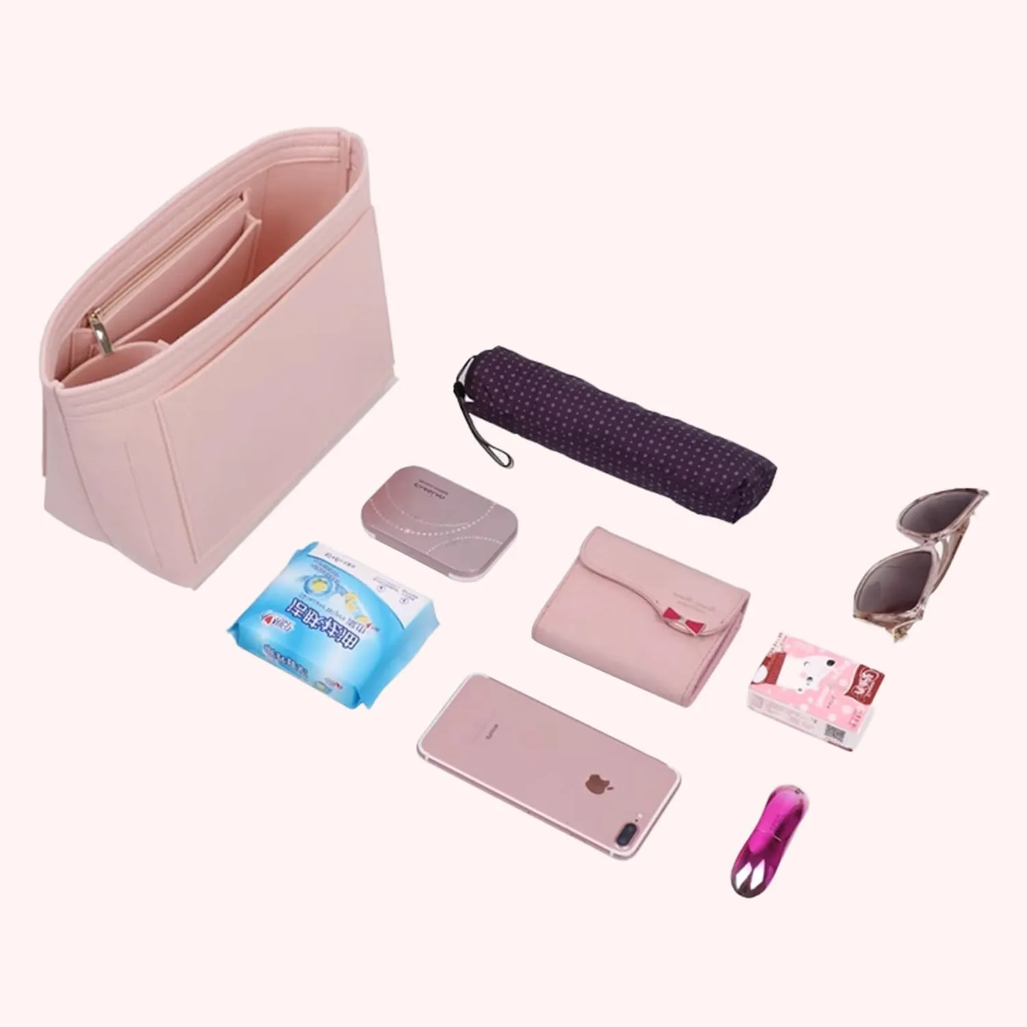 Bag Insert Organizer, purse accessories, Suitable For Longchamp long handle tote organizer (Beige, L（long handle）)