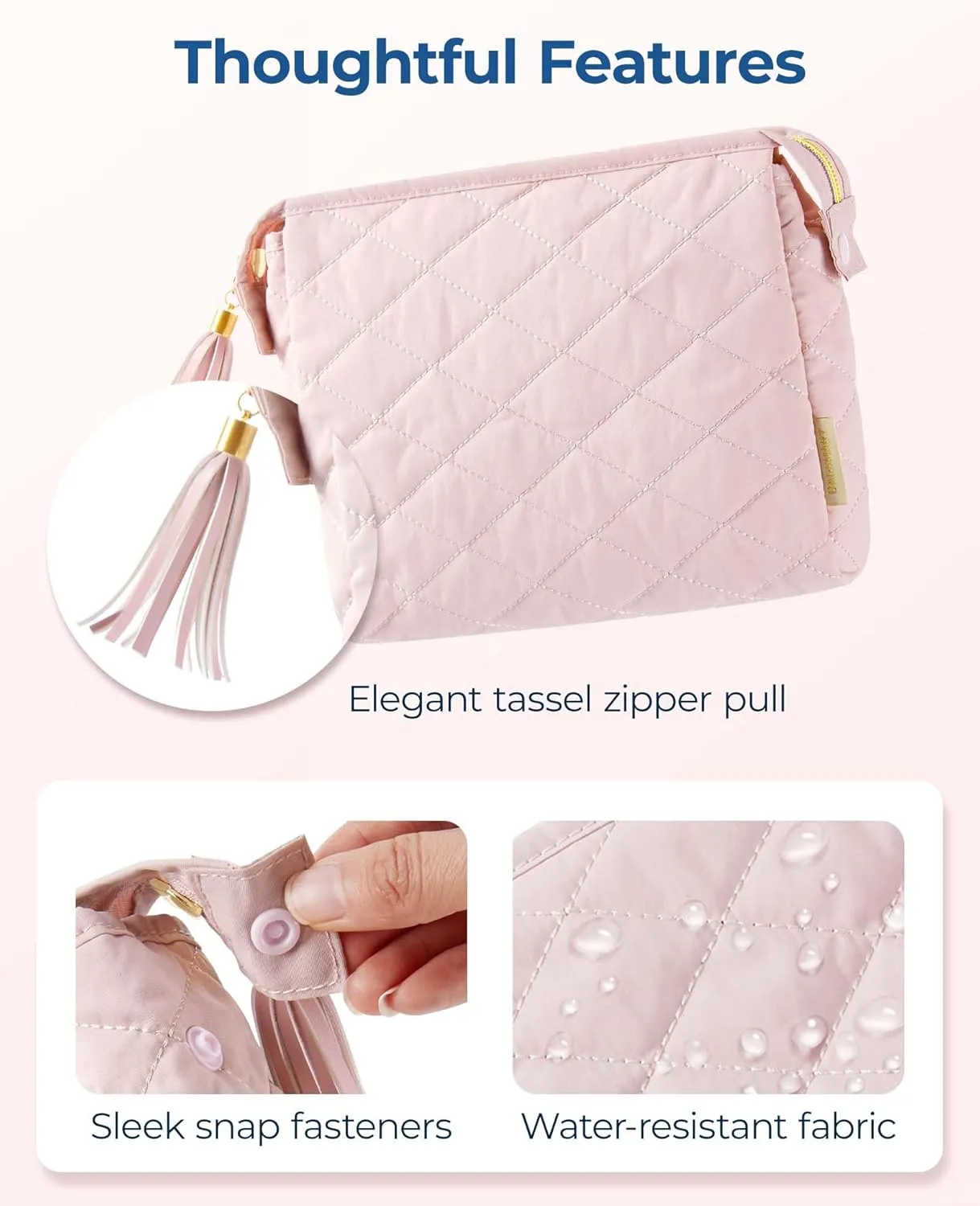 BAGSMART Makeup Bag Travel Cosmetic Bag, Puffy Make Up Bags for Women Large Capacity Makeup Organizer Case, Wide-open Pouch for Purse Storage Travel Essentials Toiletries Accessories Brushes, Pink