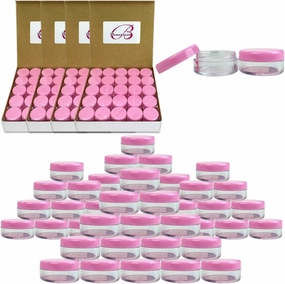 Beauticom (Quantity: 500 Pcs) 5G/5ML Round Clear Jars with Pink Lids for Makeup, Lotion, Creams, Eyeshadow, Cosmetic Product Samples - BPA Free