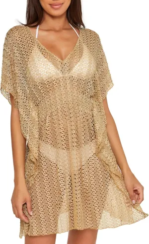BECCA Sundown Crochet Knit Tunic, Plunge Neck, Casual, Beach Cover Ups for Women
