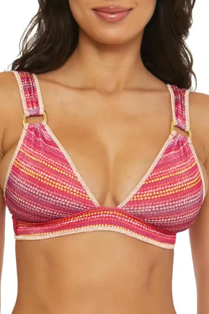 BECCA Women's Standard Rainbow Sunset Halter Bikini Top, Adjustable, Tie Back, Swimwear Separates