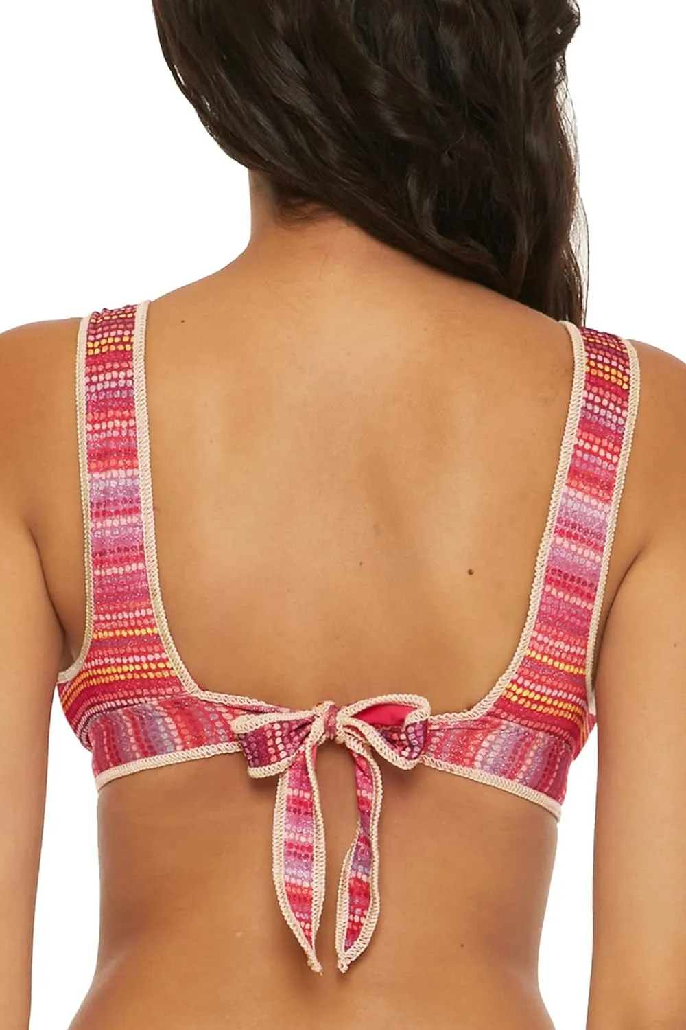 BECCA Women's Standard Rainbow Sunset Halter Bikini Top, Adjustable, Tie Back, Swimwear Separates