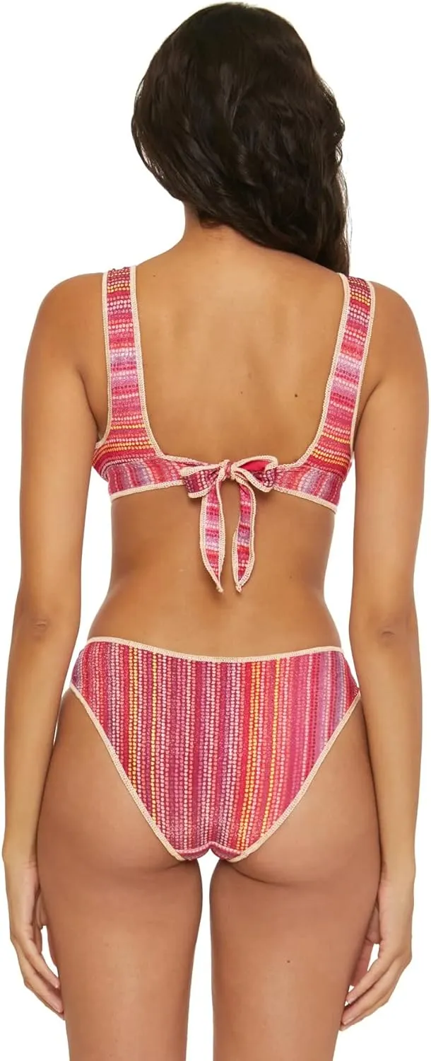 BECCA Women's Standard Rainbow Sunset Halter Bikini Top, Adjustable, Tie Back, Swimwear Separates