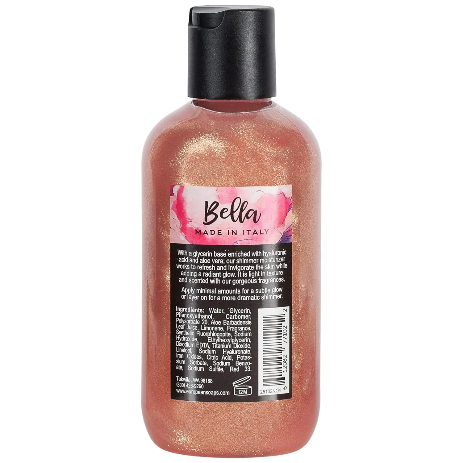 Bella Collection, Hydrates & Invigorates, Shimmer Moisturizer, 200 ML, No. 4 - Pink Grapefruit, Vervain & Cassis