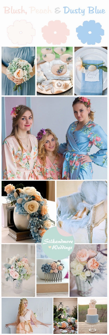 Blush, Peach and Dusty Blue Wedding Color Palette