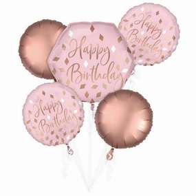 Blush Pink Birthday Balloon Bouquet | 5 pcs