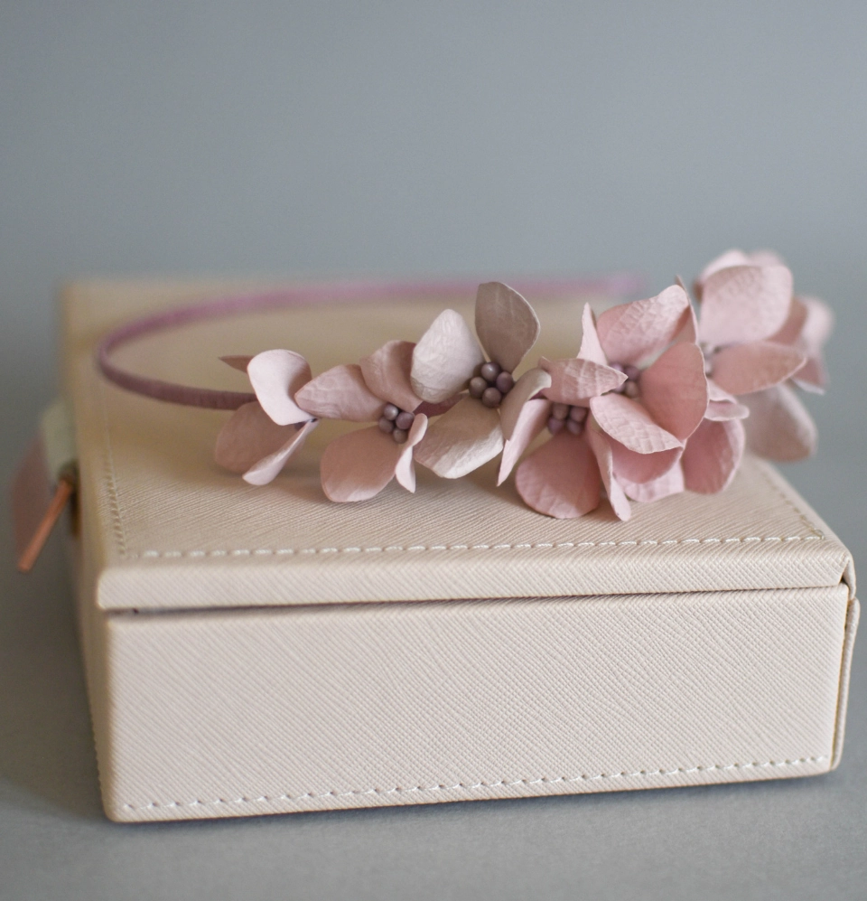 Blush-pink hydrangea headband