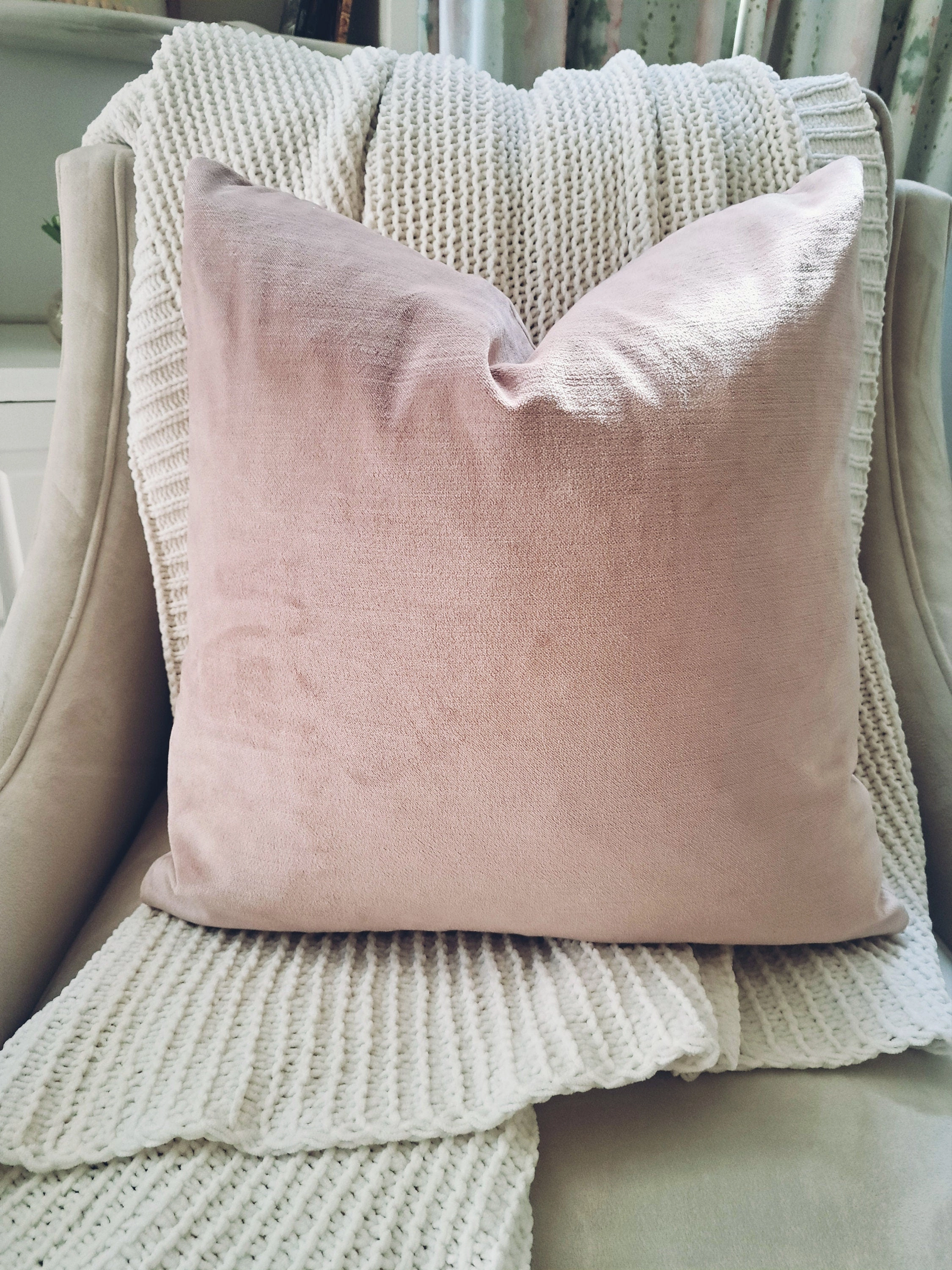 Blush Pink Smooth Velvet Pillow Cover