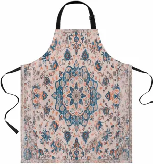 Boho Mandala Floral Waterproof Apron With Pockets,Navy Blue Orange Ethnic Tribal Bohemian Kitchen Chefs Bib Cooking BBQ Grill Bake Adjustable Aprons for Women Home Garden Grooming Painting Gardening