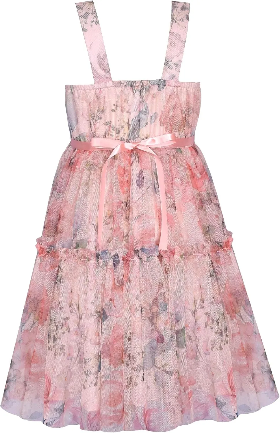 Bonnie Jean Girls 7-16 Floral Mesh Ruffle Bodice Dress