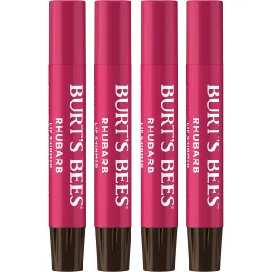 Burt's Bees Shimmer Lip Tint Set, Tinted Lip Balm Stick, Moisturizing for All Day Hydration with Natural Origin Glowy Pigmented Finish & Buildable Color, Rhubarb (4-Pack)