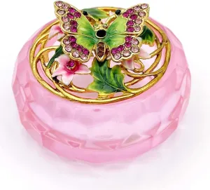 Butterfly Jewelry Trinket Boxes with Pink Resin Box.Decorative Keepsake Box for Necklace Earrings Small Treasure.Butterfly Gifts for Women