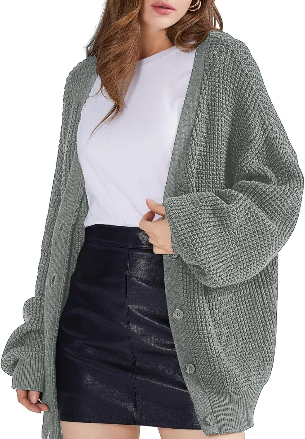 Cardigans for Women Loose Coat Button Down Long Sleeve Oversized Knit Cardigans Casual Soft Drape Fall Cardigan
