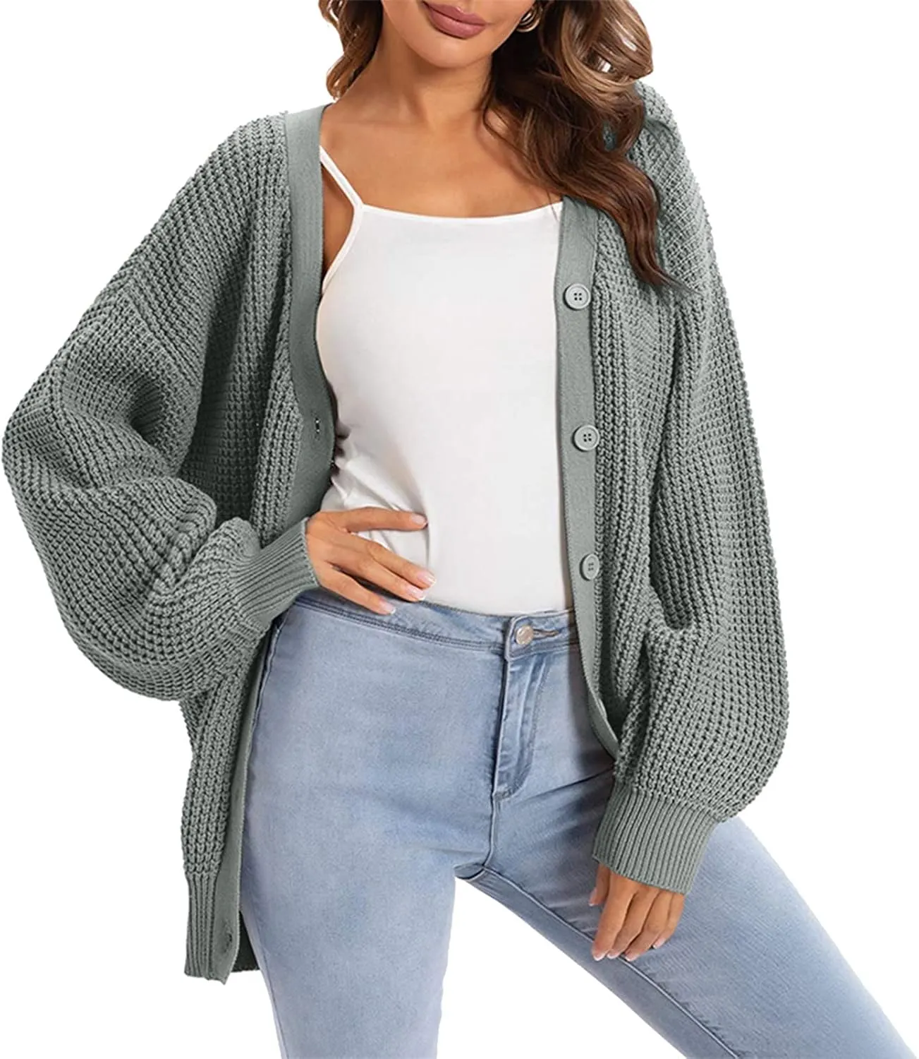 Cardigans for Women Loose Coat Button Down Long Sleeve Oversized Knit Cardigans Casual Soft Drape Fall Cardigan