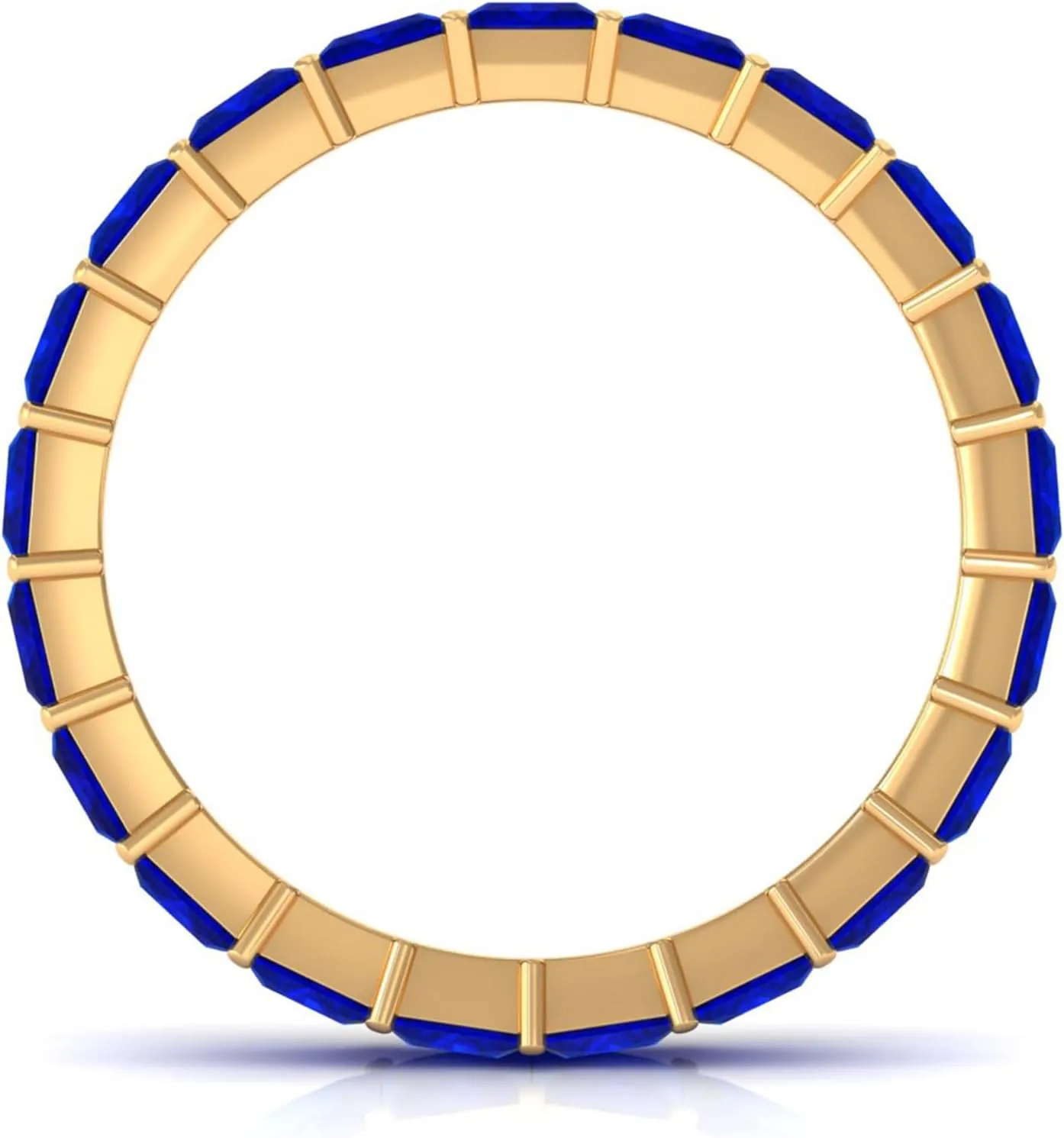 Certified Lab Grown Blue Sapphire Eternity Band, AAAA Quality, Princess Cut Sapphire Anniversary Ring - With Jewelry Box