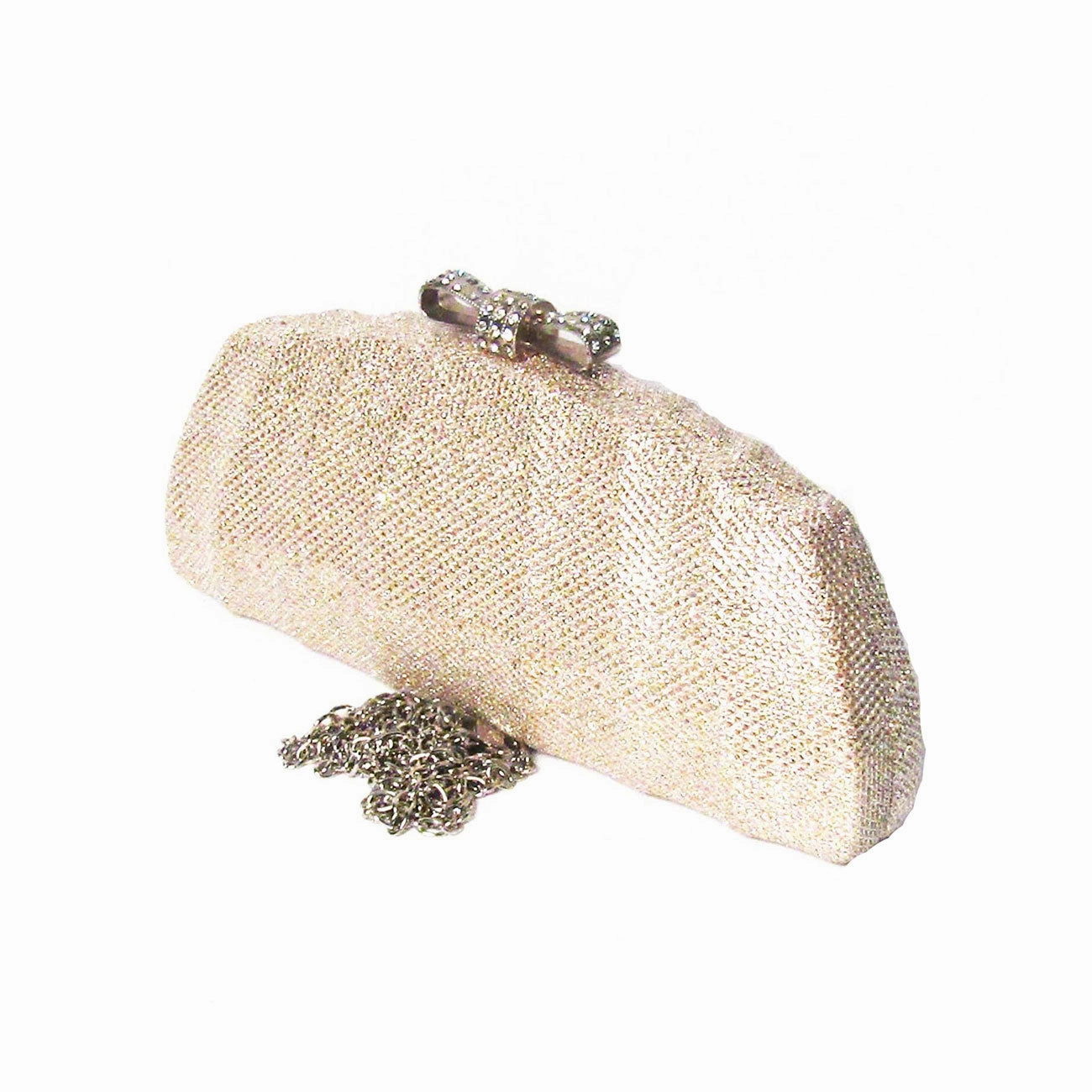 Champagne Gold Wavy Bow Tie Top Case Bag