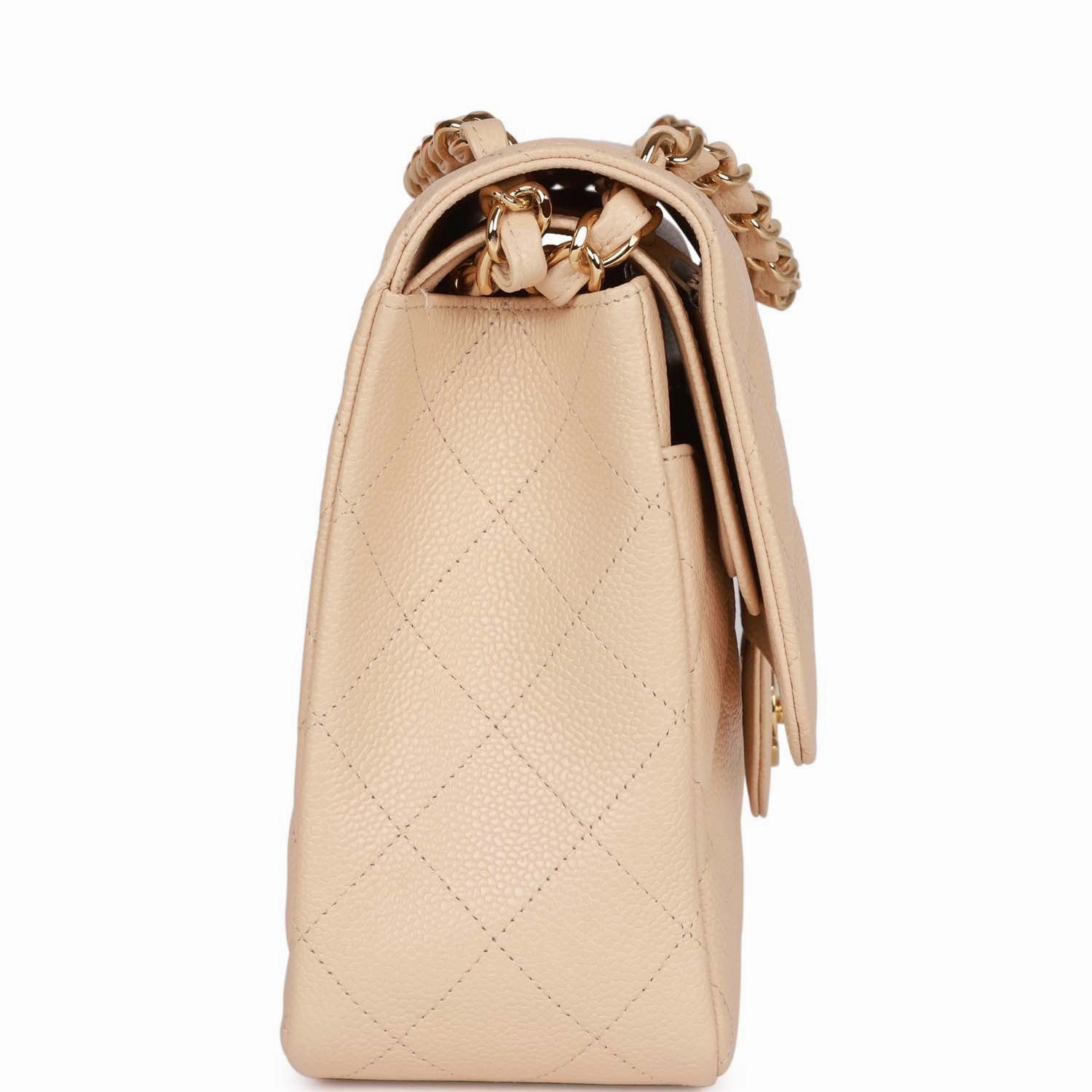 Chanel Jumbo Classic Double Flap Bag Beige Caviar Gold Hardware