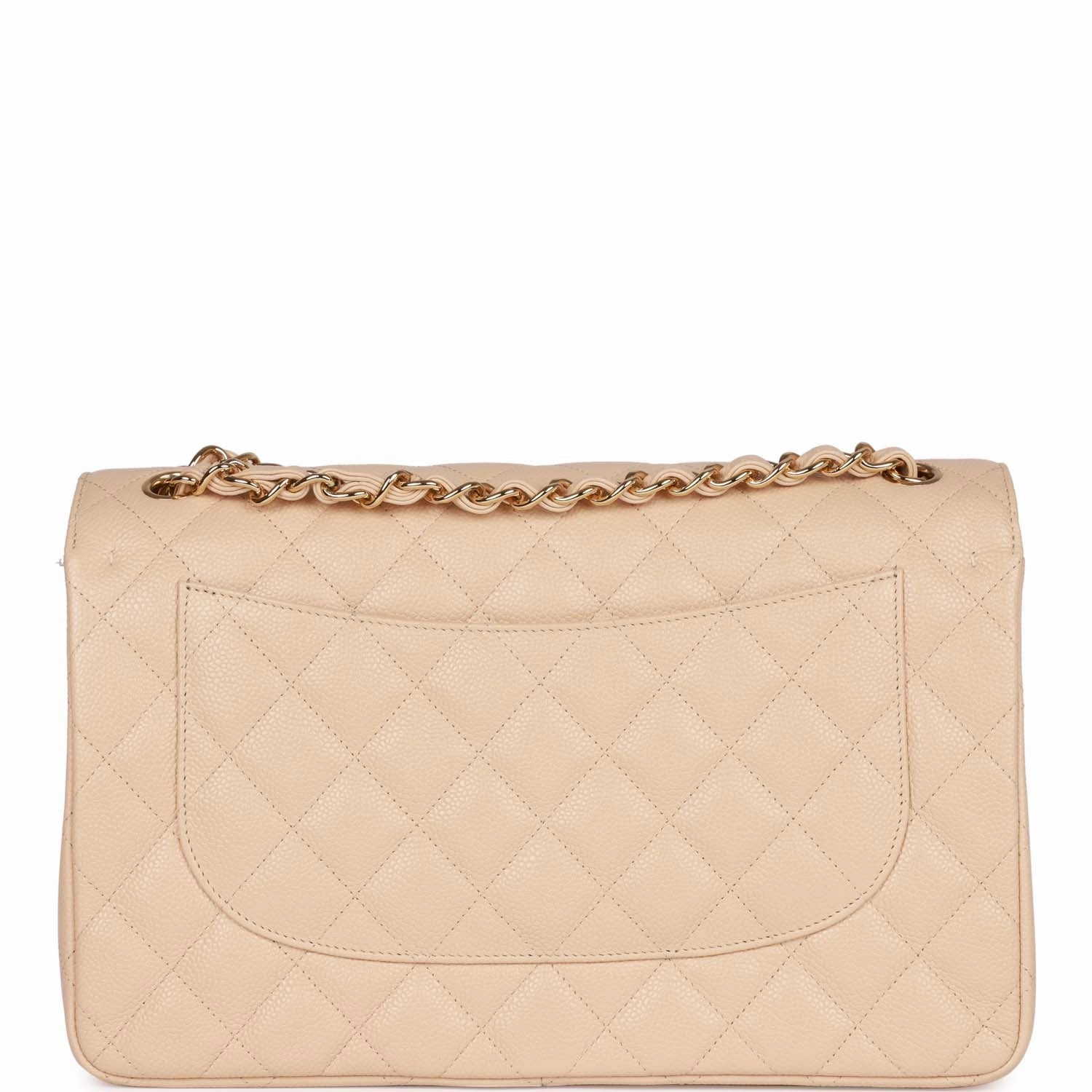 Chanel Jumbo Classic Double Flap Bag Beige Caviar Gold Hardware