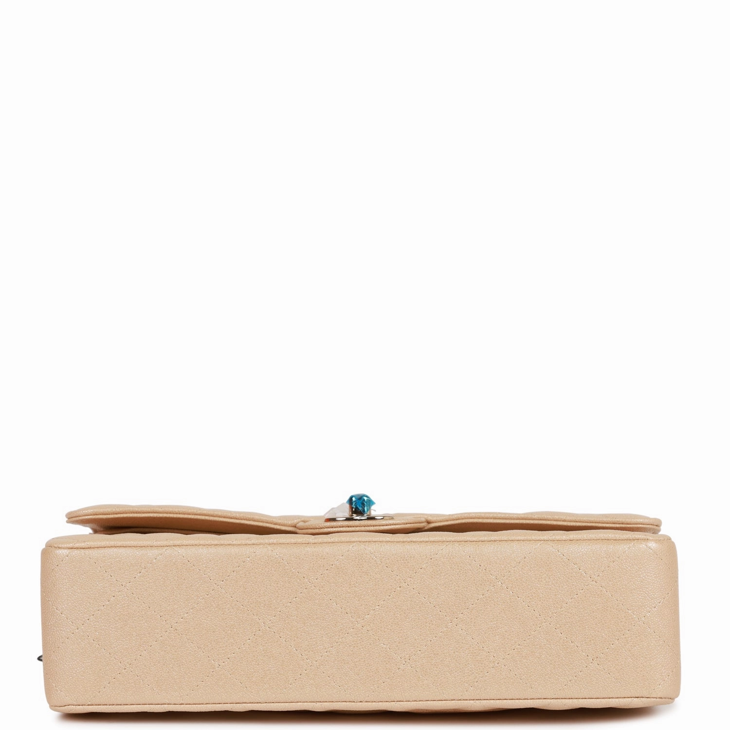 Chanel Medium Classic Double Flap Bag Beige Iridescent Caviar Light Gold Hardware