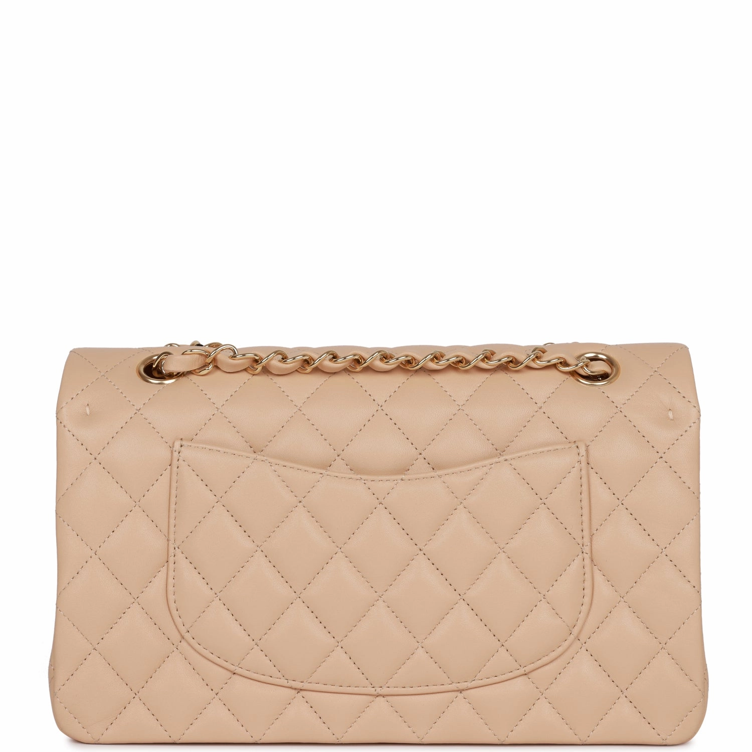 Chanel Medium Classic Double Flap Bag Beige Lambskin Light Gold Hardware