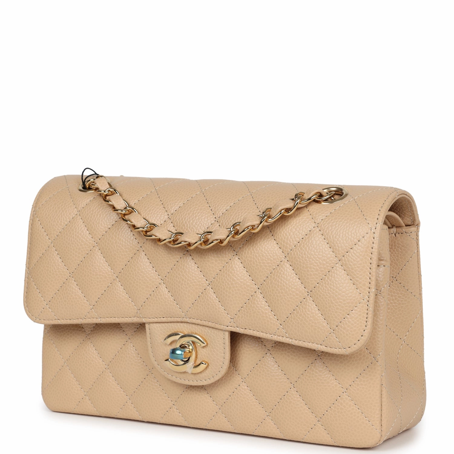 Chanel Small Classic Double Flap Bag Beige Caviar Gold Hardware