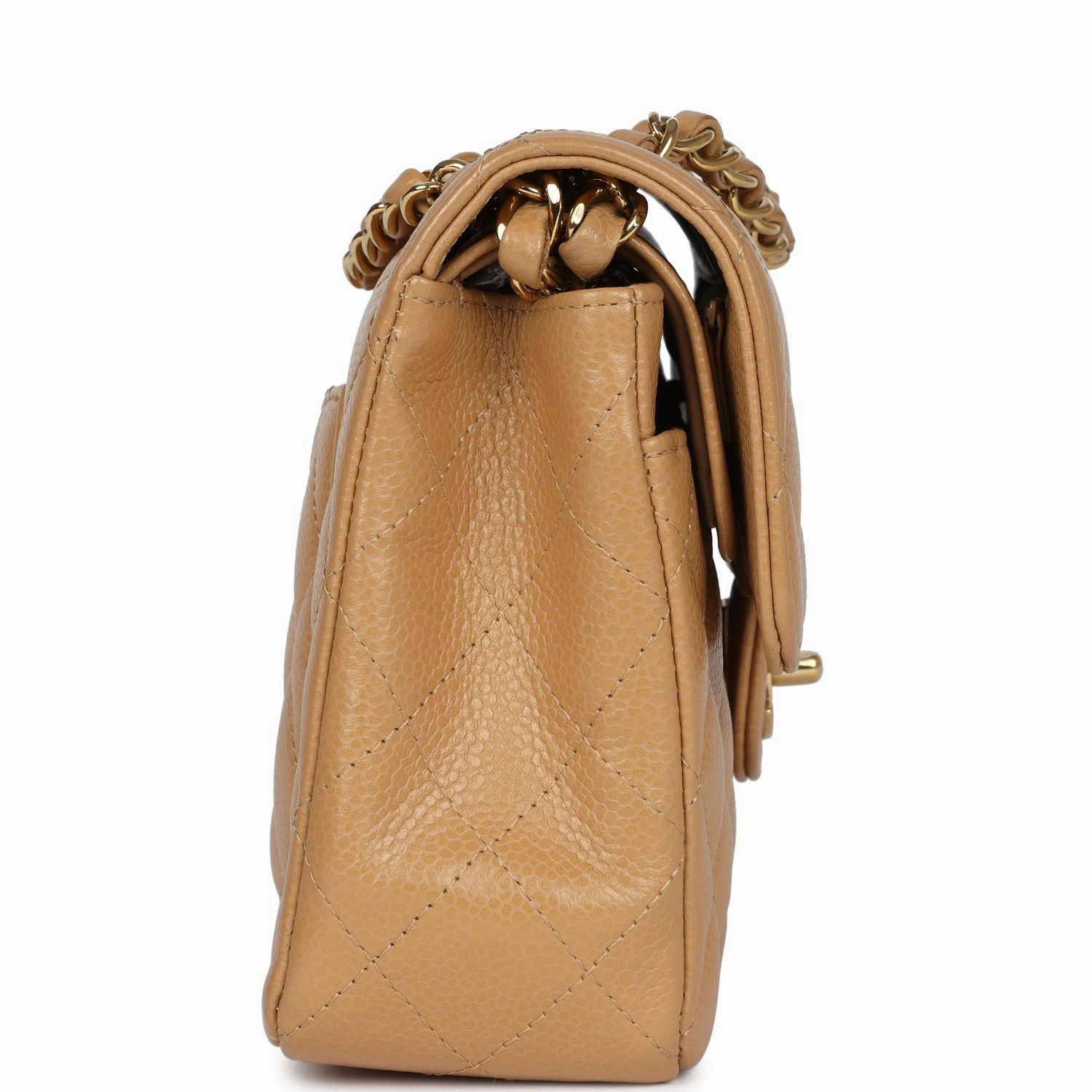 Chanel Small Classic Double Flap Dark Beige Caviar Gold Hardware