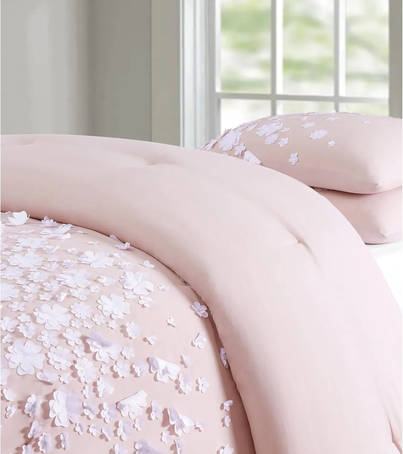 Christian Siriano NY Confetti Flowers Duvet Set, Full/Queen, Blush Pink 3 Piece