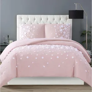 Christian Siriano NY Confetti Flowers Duvet Set, Full/Queen, Blush Pink 3 Piece
