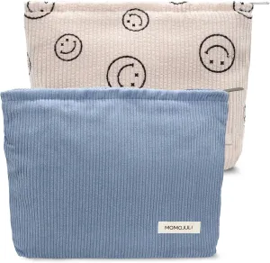Corduroy Makeup Bag Cosmestic Bag Large Capacity Ladies Women Aesthetic Make Up Organizer Accessories Zipper Pouch Purse （Beige Bice）
