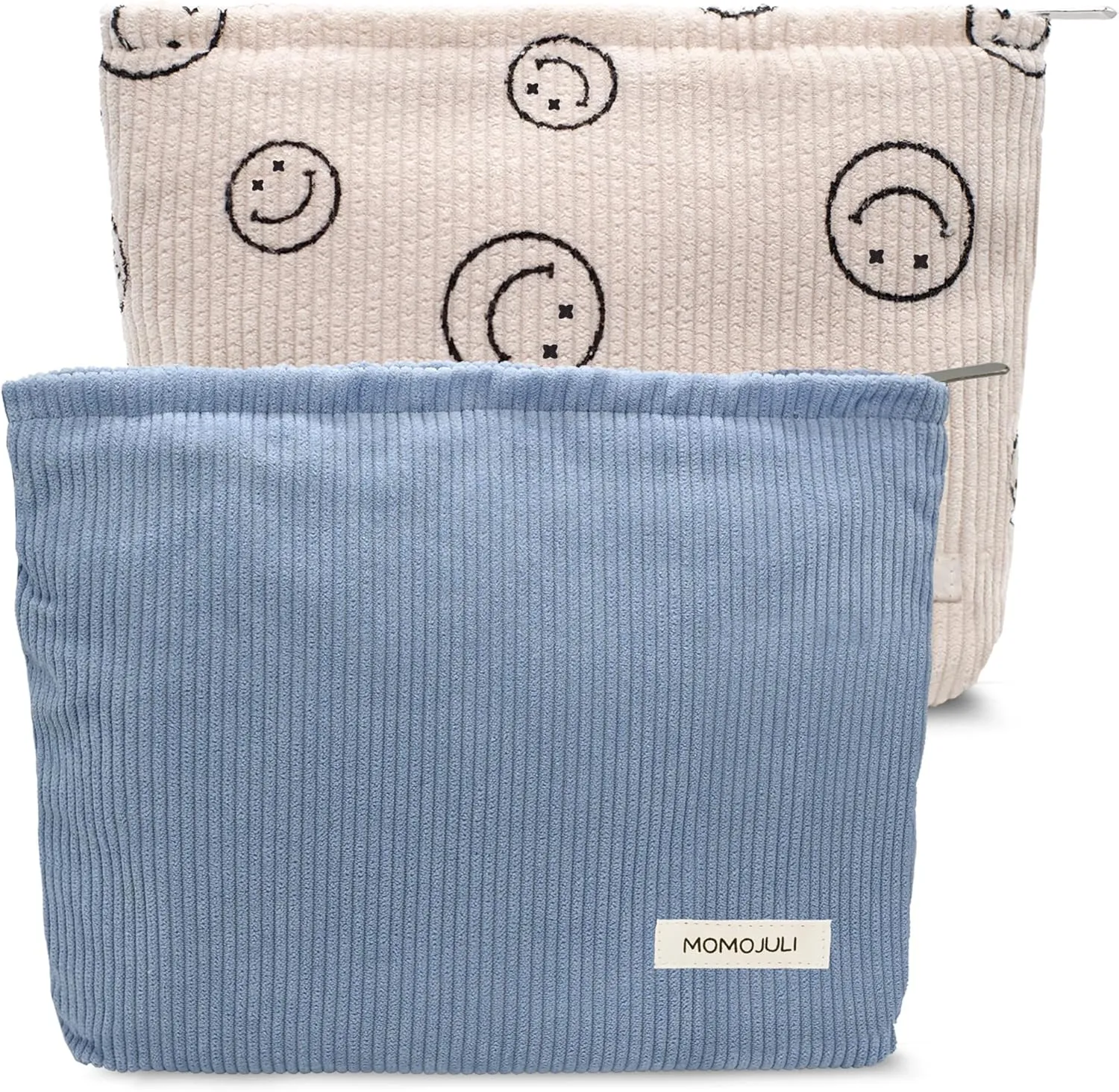 Corduroy Makeup Bag Cosmestic Bag Large Capacity Ladies Women Aesthetic Make Up Organizer Accessories Zipper Pouch Purse （Beige Bice）