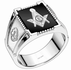Customizable 925 Sterling Silver with Optional 10K or 14K Trim Solid Back Masonic Ring