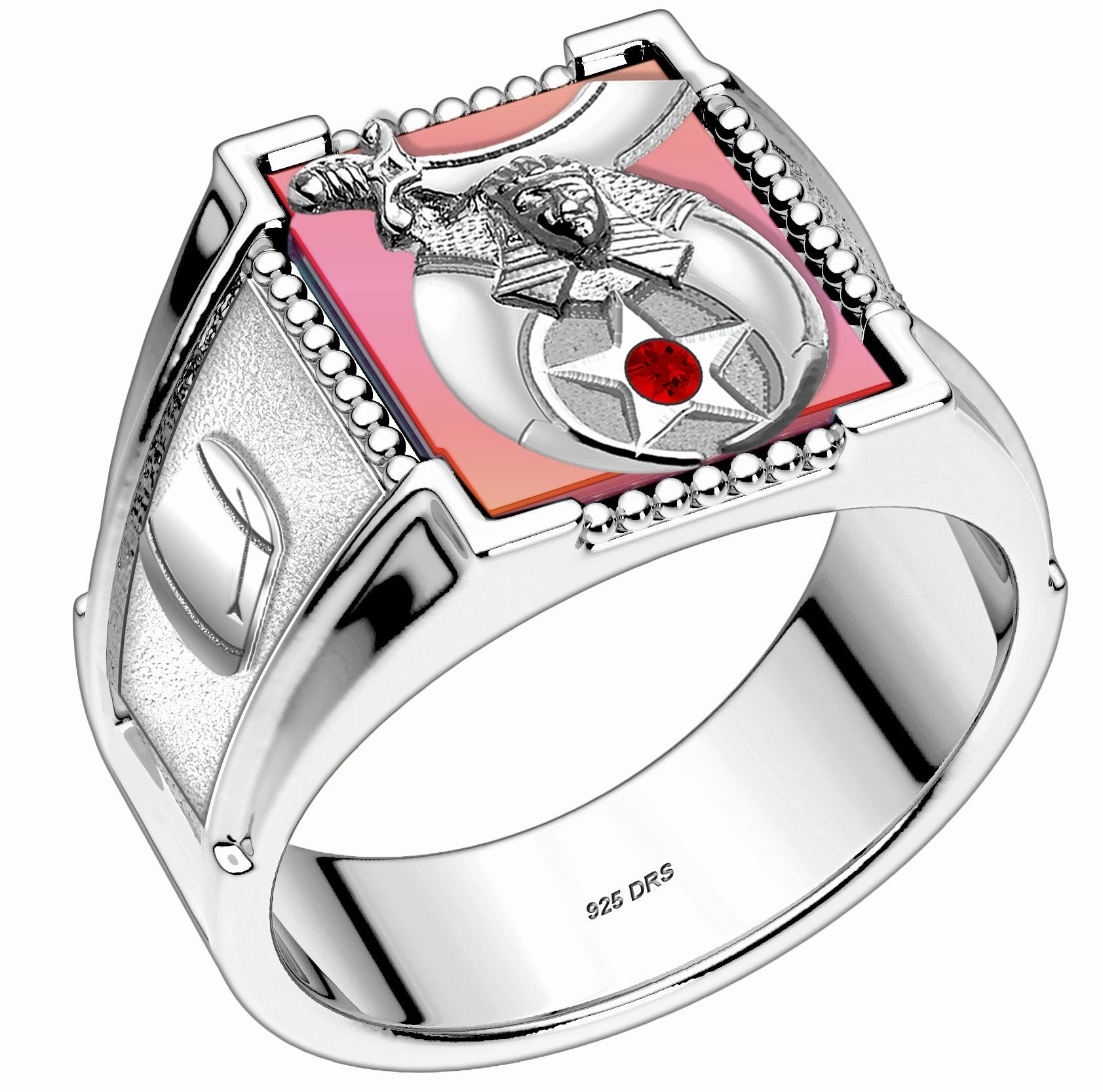 Customizable 925 Sterling Silver with Optional 10K or 14K Trim Solid Back Masonic Ring