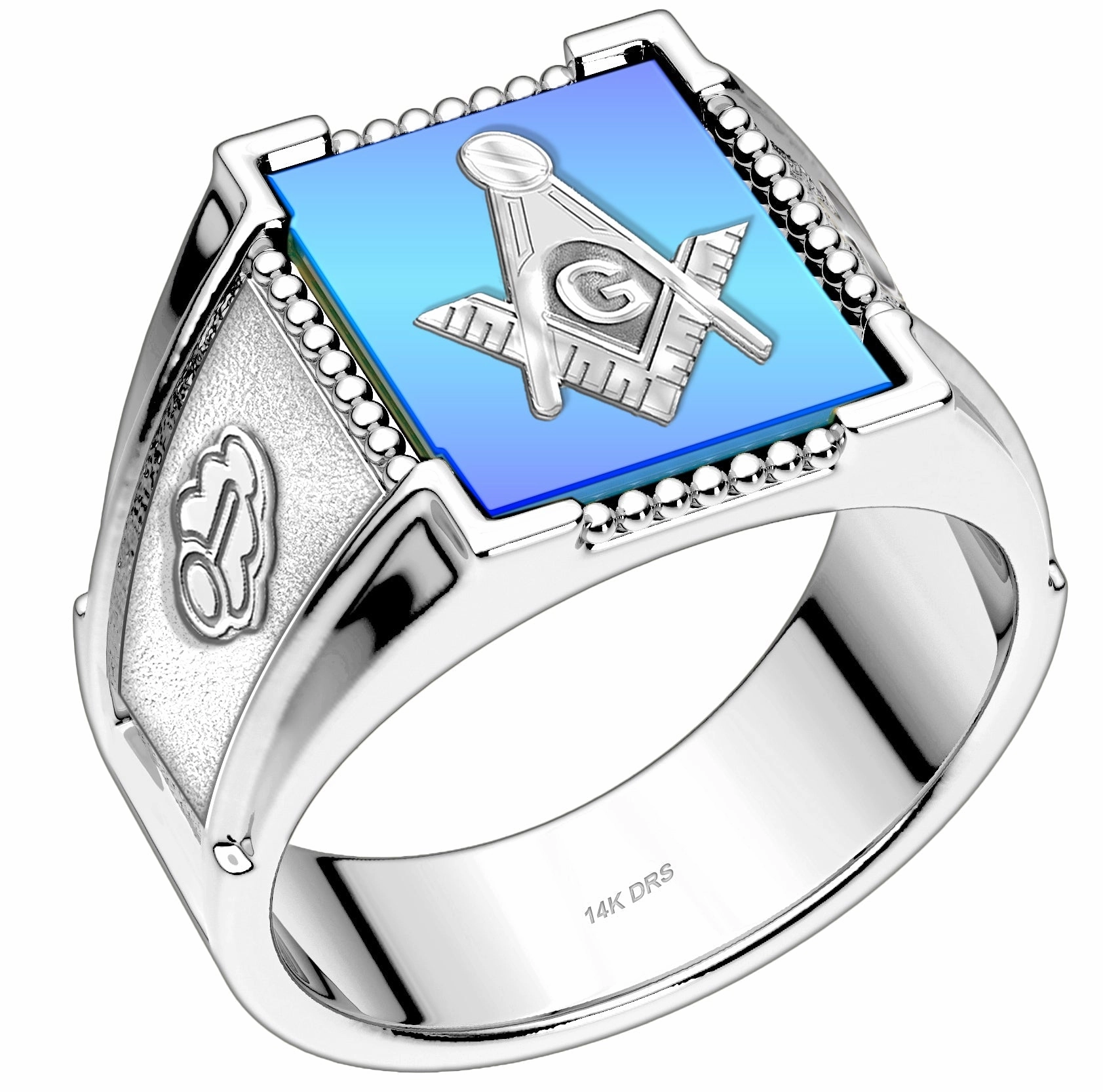Customizable 925 Sterling Silver with Optional 10K or 14K Trim Solid Back Masonic Ring