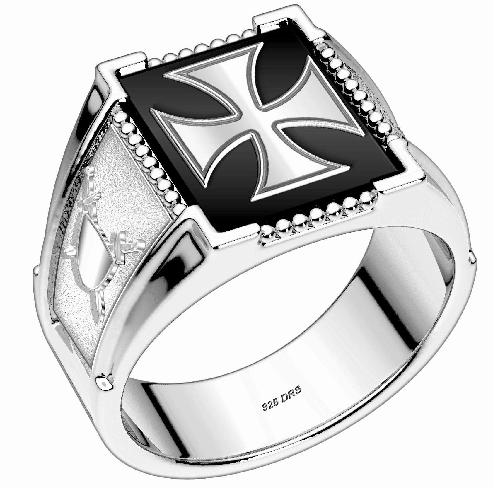 Customizable 925 Sterling Silver with Optional 10K or 14K Trim Solid Back Masonic Ring
