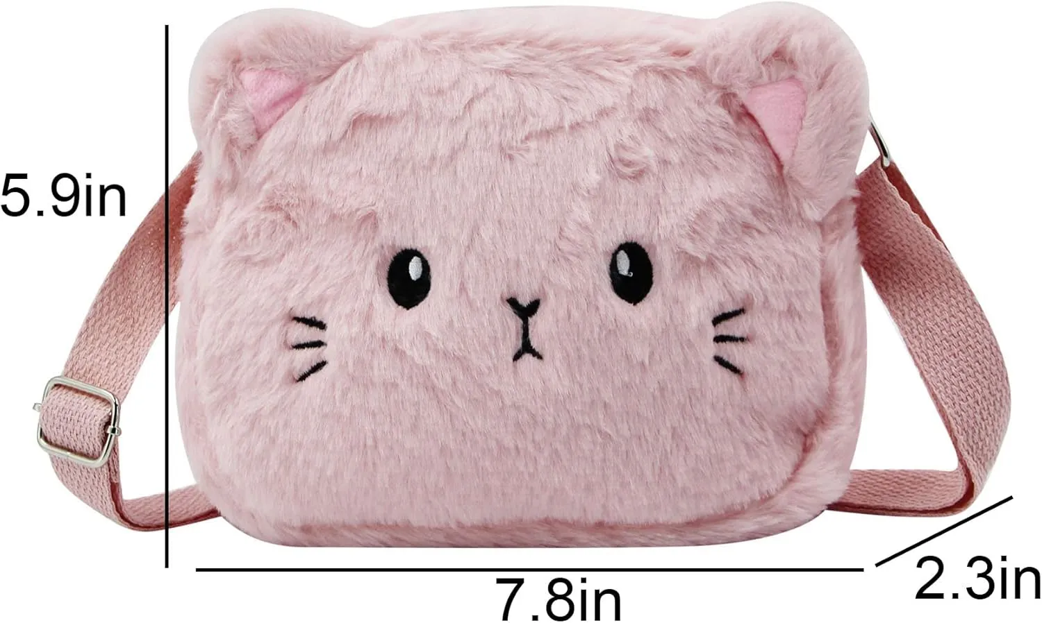 Cute Cat Crossbody Purse Pink Small Fluffy Satchel Shoulder Bag Animal Plush Messenger Bag Kawaii Purse for Women