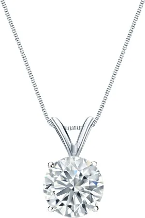Diamond Wish 14k White Gold Round Solitaire Diamond Pendant Necklace (3/4cttw, G-H, SI2-I1) 4-Prong Basket, 18-inch Box Chain
