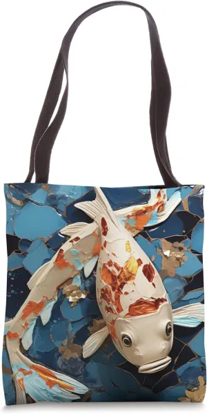 Ephemeral Ballet Kintsugi Harmony with Tranquil Koi Echoes Tote Bag