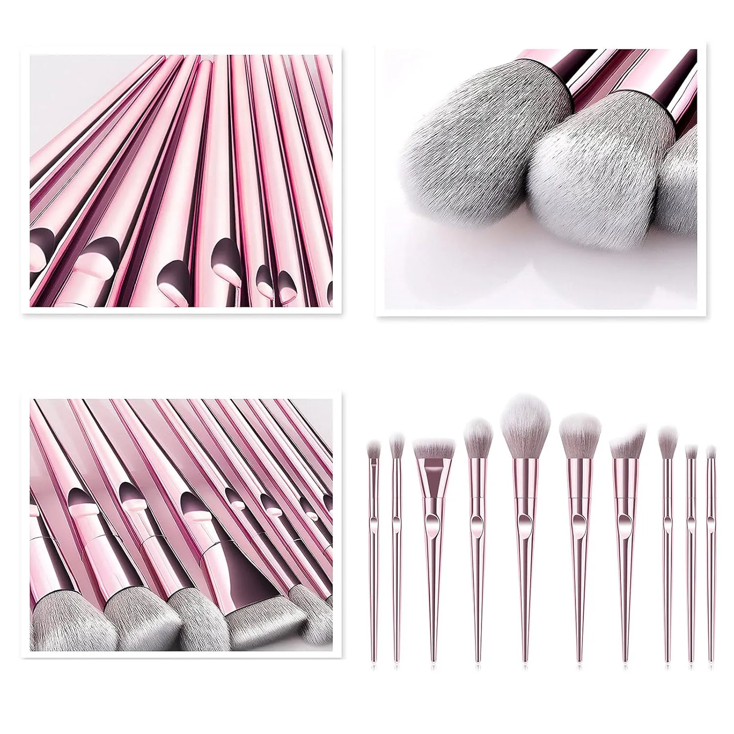 Eyebrow Brushes Makeup Cosmetic Powder Lip Brush 10PCS Eyeshadow Brush Eye Makeup Brush Set (Color : Pink, Size : One Size)