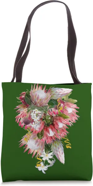 Fuchsia-SA-King-Protea's with Blush & Gold-ribbons Tote Bag