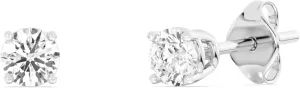 Gilded Lab-Grown Diamond Solitaire Earrings for Women, Round Cut, 10K White & Yellow Gold, 4-Prong, Push Back, F Color SI1