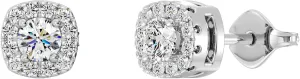 GildedLab-Grown Diamond Cushion Halo Stud Earrings for Women, Round Cut, 4-Prong, Push Back, 925 Sterling Silver or 14 KTGold-Plated, F Color SI1